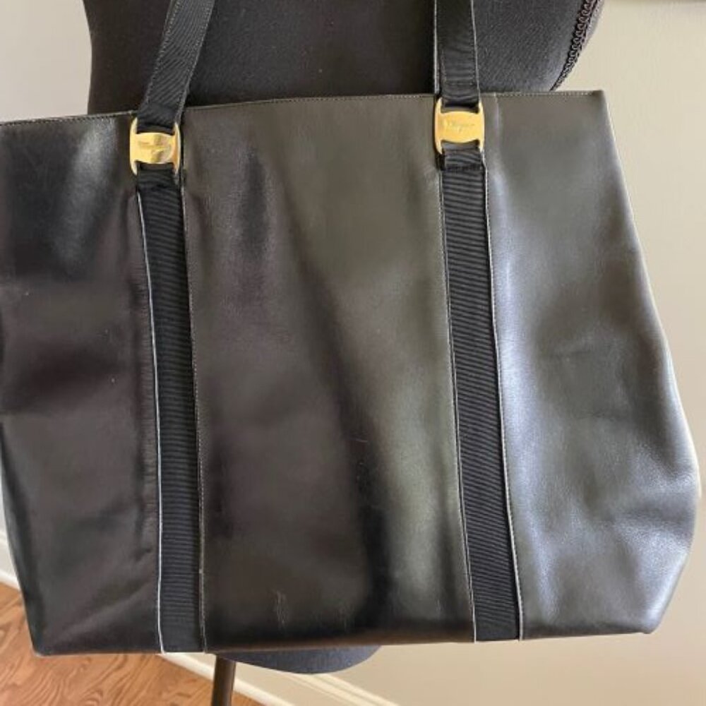Salvatore Ferragamo Black Leather Tote